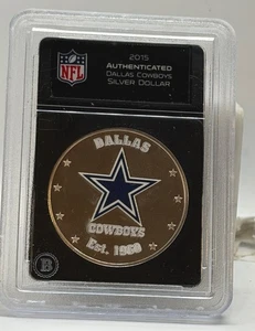 2015 Fiji Colorized Silver $1 Dollar Dallas Cowboys NFL Authenticated - Picture 1 of 2
