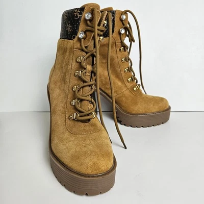 Guess Kelyna Gamuza Plataforma Suela Tacón Botas Botines Diseñador Mujeres 9 Foto 1 de 4