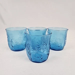 4 Vintage Anchor Hocking Springsong Laser Blue Rocks Gläser 8 Unzen Mid-Century Modern - Bild 1 von 9