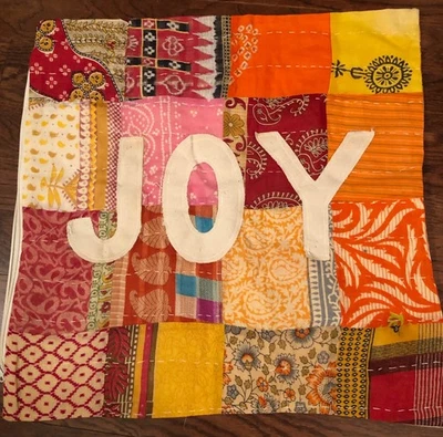 Handmade Kantha Patchwork Throw Pillow Cover 20" Boho Multicolor 18”x18” - Image 1 of 4