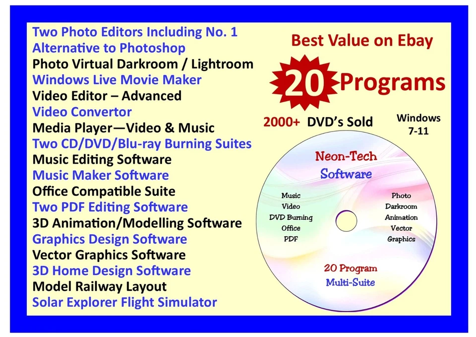 Video Edit Editor Software Part of 20 PROGRAM MEGA BUNDLE Windows on DVD - Image 1 of 4
