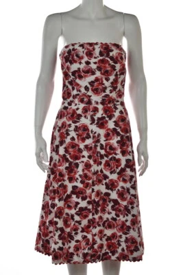 Vestido Corey Lynn Calter Mujer Talla 8 Blanco Estampado Vaina Sin Tirantes Midi Informal Foto 1 de 4