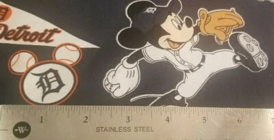 Detroit Tigers Mickey Mouse Cotton Fabric Fat Quarter 22" x 18" LB - Image 1 of 2