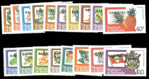 BARBUDA 1983 ANTIGUA OVERPRINT FLORA SET MNH #595-612 $35.91 Cover