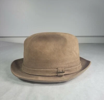 Vintage Suede Leather Stetson Fedora  Beige Size 7 1/8 See Photos  - Image 1 of 4