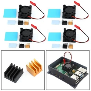 4xPlatz Ventilat Lüfte Kühlkörper Kühler Kit für Raspberry Pi 4 Modell B 3B+F3 - Bild 1 von 12