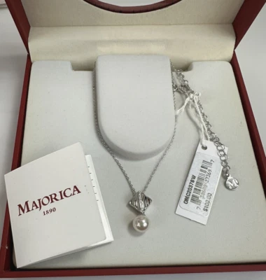 Collar Majorica con pavé de perlas de imitación de plata de ley nuevo en caja Foto 1 de 4