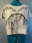 Unique Boho Gypsy Witch Asain Exotic Warrior Cropped Boxy T-Shirt Crop Tee Beige