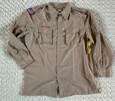 New 2015 BSA Fully Vented mens Large Boy Scouts Uniform Shirt Soft Polyester NWT - Image 1 of 4