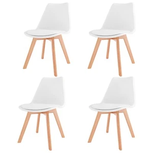 Set di 4 sedie imbottite da pranzo soggiorno cucina gambe legno di faggio bianco - Foto 1 di 5