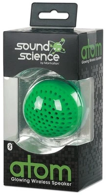 Sound Science Atom Glowing Wireless Bluetooth Mini-Speaker w/ LED Lighting Green - Image 1 of 4