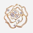 USA Flower BROOCH PIN use Swarovski Crystal Gemstone Wedding Bridal Gold #42