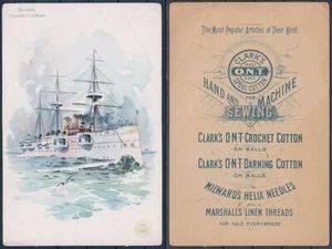 Cruiser "Newark" USN CLARK'S Victorian Trade Card (creased) WWI, MEDICINE - Picture 1 of 1
