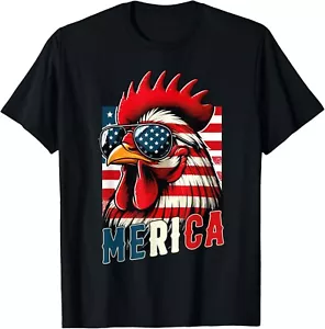 Patriotic Chicken Merica USA Flag Chicken Lover 4th of July Gift Unisex T-Shirt - Picture 1 of 4