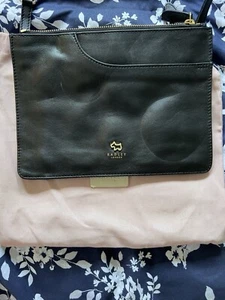 Radley London Black Black Bag Zip-Top Leather Crossbody Bag Purse Clutch 10x7” - Picture 1 of 4