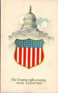 Vtg United States US Capitol 48 Star Shied Flag Our Country Patriotic Postcard - Picture 1 of 2