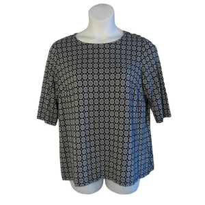 J. Jill Wearever Collection 1X Strickshirt Oberteil schwarz blau weiß gemustert - Bild 1 von 3