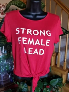 PINK Peony Women/Junior Size (XL) Short Sleeve, Red Shirt,STRONG FEMALE LEAD   - Picture 1 of 5