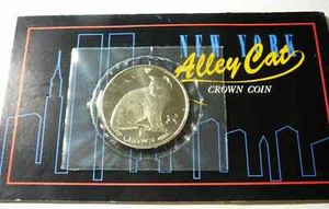 1990 ISLE OF MAN - CROWN - NEW YORK ALLEY CAT - BU Cu-Ni - SEALED IN BOOKLET - Picture 1 of 12
