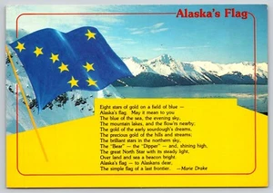 Cartolina Bandiera dello Stato dell'Alaska e Poesia di Marie Drake 49° Stato - John Balog - Foto 1 di 2