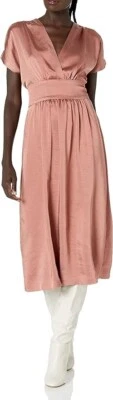Vestido midi de satén para mujer Anne Klein línea A color anís rosa talla 16 original $165 Foto 1 de 2