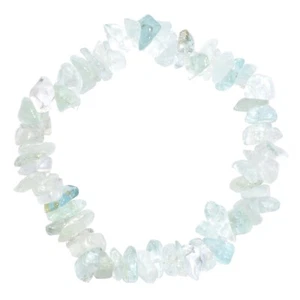 Premium AAA Grade CHARGED Natural Aquamarine Crystal Chip Stretchy Bracelet! - Picture 1 of 8