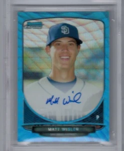 2013 Bowman Chrome Matt Wisler Blue Wave Refractor Prospect Auto #'ed 13/50 - Picture 1 of 1