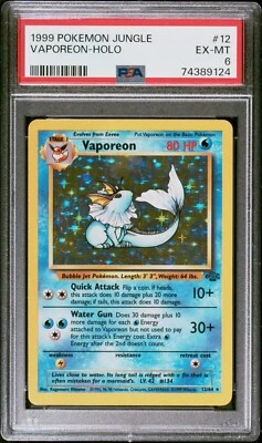 1999 Pokemon Jungle Vaporeon Holo 12/64 PSA 6 EX-MT FRESH SLAB - Image 1 of 2