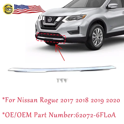 Parachoques delantero cromado moldura para Nissan Rogue 2017-2019 2020 62072-6FL0A Foto 1 de 4