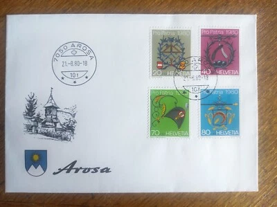 FDC from Switzerland,Arosa town  1980 ,pro patria  stamps - Image 1 of 2