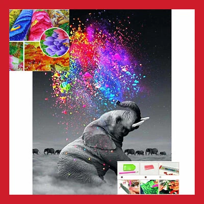 KIT LOISIRS CRÉATIFS POINT CROIX BRODERIE ÉLÉPHANT MOSAIQUE 5D DIAMANT 3D TOILE - Photo 1/4