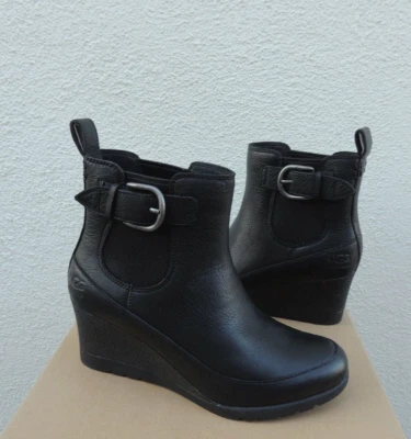 UGG ARLETA BOTAS CUÑA CUERO/LANA IMPERMEABLES NEGRAS, MUJER US 9.5/40.5 ~NUEVAS EN CAJA Foto 1 de 4