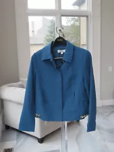 Simonton Says französischblaue Damenjacke Größe 10 goldfarbene Kettengliederdetails - Bild 1 von 8