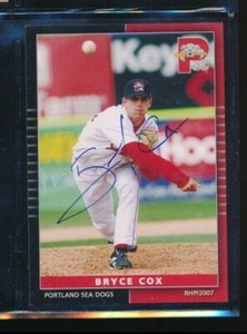 2007 Grandstand Portland Sea Dogs #25 Bryce Cox signed auto autograph swsw6