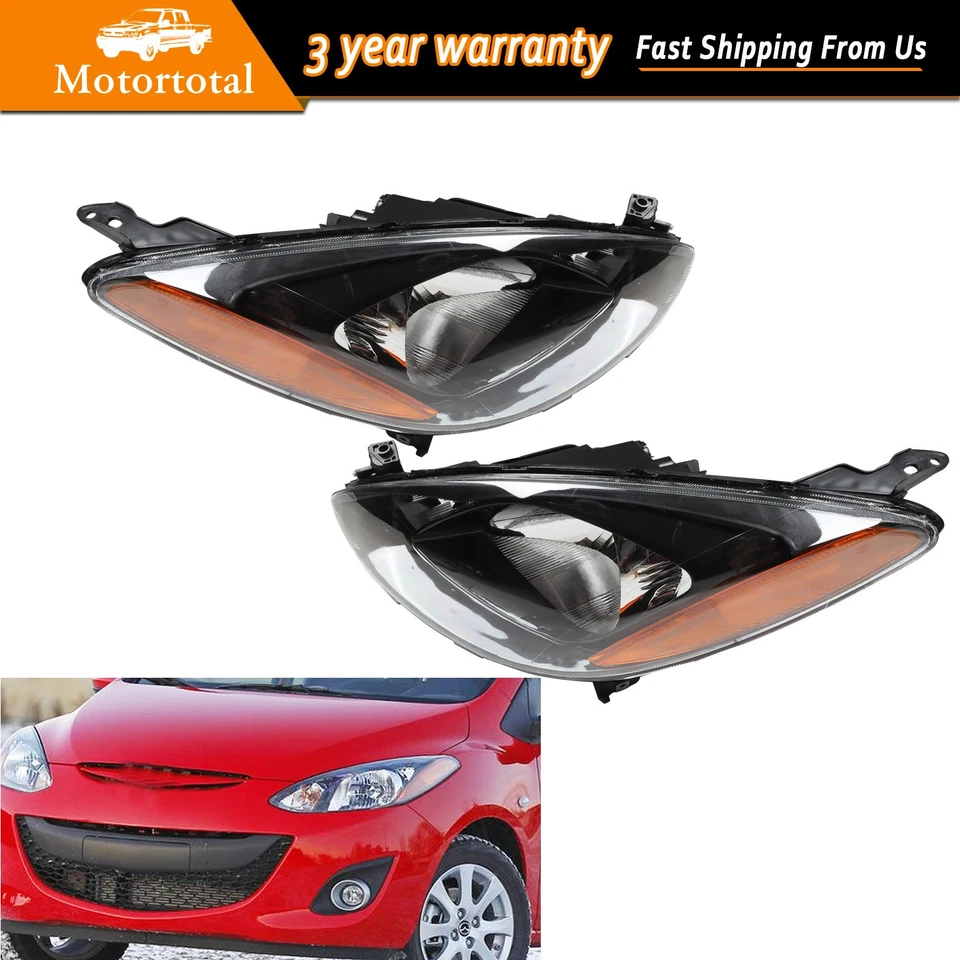 Halogen Headlight Headlamp Driver&Passenger Side For 2011-2014 Mazda 2 - Image 1 of 4