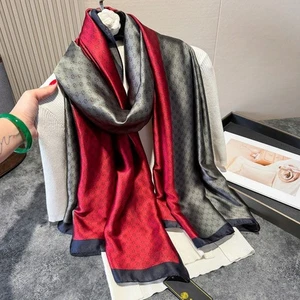 Wendeschal rot grau Muster Polyester Tuch Halstuch Damen Oversize - Bild 1 von 2