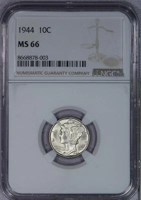 1944 Mercury Dime 10c NGC MS66 - Image 1 of 4