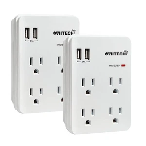 Multi-Functional Wall Mount Outlet,Surge Protector,4-Outlet with USB 2.4A Cha... - Bild 1 von 5