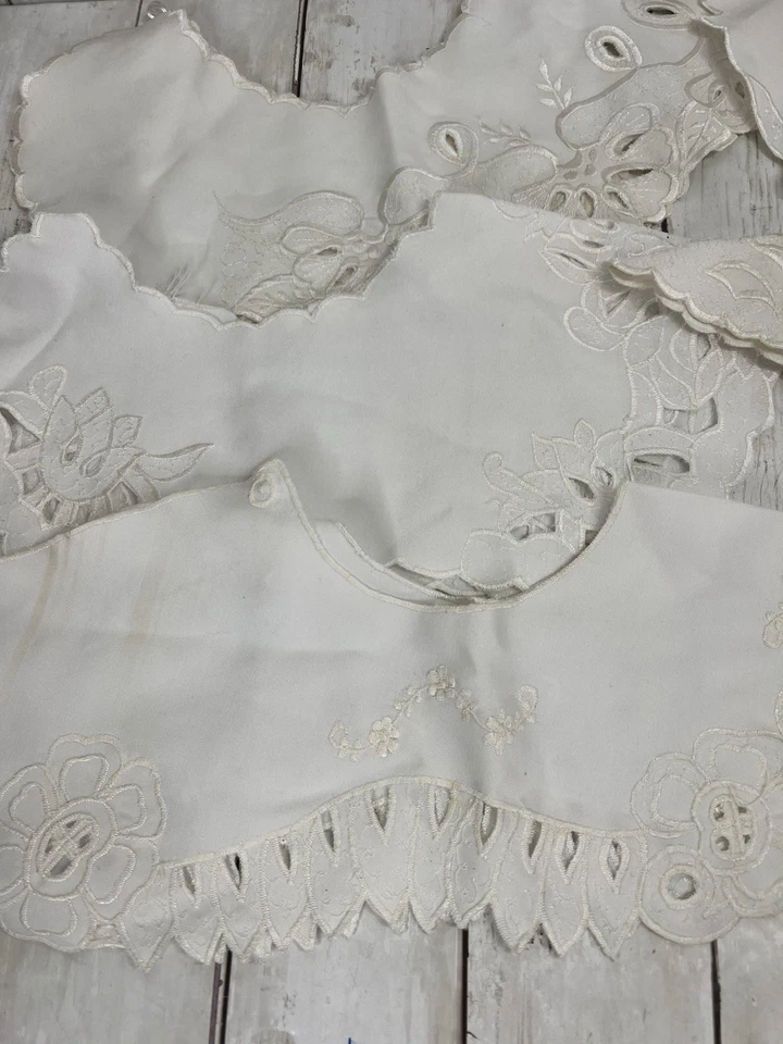 Lote Collares Algodón Estilo Battenburg 7 con 3 Tipos Vintage Años 80 Blanco Imperfecto Foto 1 de 4