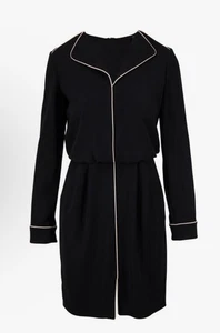 EMPORIO ARMANI Black Contrast Trim Cinch Waist Dress Women Size EU46/14 ** - Picture 1 of 14