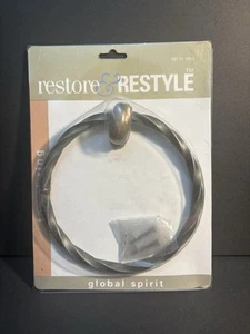 Vintage Wrought Iron Towel Ring Rustic Hand Crafted 1997 Restore & Restyle NOS - Picture 1 of 4