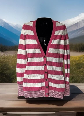 Cárdigan suéter Victoria’s Secret rosa para mujer blanco y rosa a rayas talla XS USADO EN EXCELENTE ESTADO Foto 1 de 4