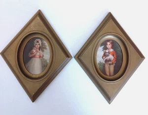 2 arte de pared vintage con marco dorado en forma de diamante para niña y niño pequeño - Imagen 1 de 6