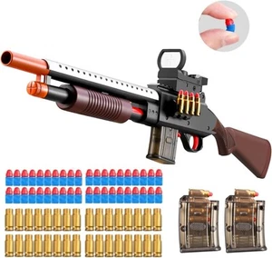 Pump Shotgun Toy Realistic Barrel Shell ejecting Foam Blaster Gun Soft Brown - Picture 1 of 7