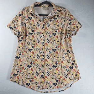 Duluth Womens Sidewinder Cap Sleeve Gardening Shirt Size L Floral Button Down - Picture 1 of 9