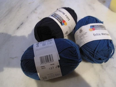 3 Schachenmayr merino extra - 2 mittelblau - 1  Marine - Bild 1 von 2
