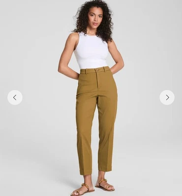 Pantalones rectos ajustados de sarga Spanx lino grandes preppy carrera minimalista clásico Foto 1 de 4