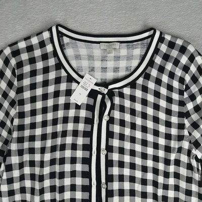 Cárdigan Suéter Talbots Mujer Mediano M Botón Cuadros Guinga Negro Nuevo Foto 1 de 4