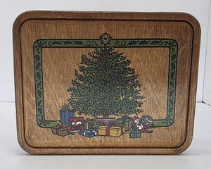 Servilletero de madera vintage de Navidad escena de árbol de Navidad  - Imagen 1 de 12