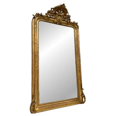 61” x 33” Antique French Louis XV Gilt Gold Framed Mirror - Image 1 of 4